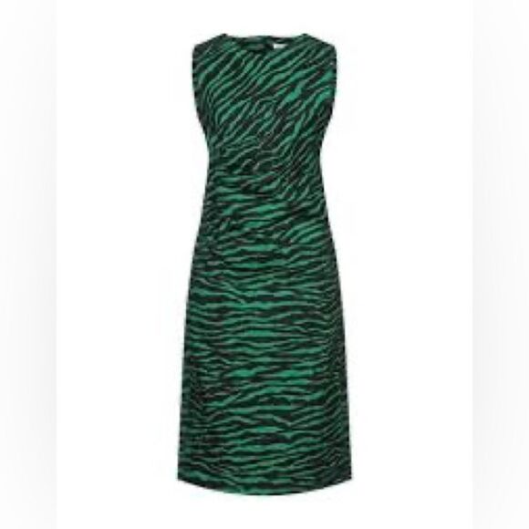 Parosh Dress Women’s Size Small Green Zebra Print Sleeveless Sheath MIDI - Picture 2 of 11